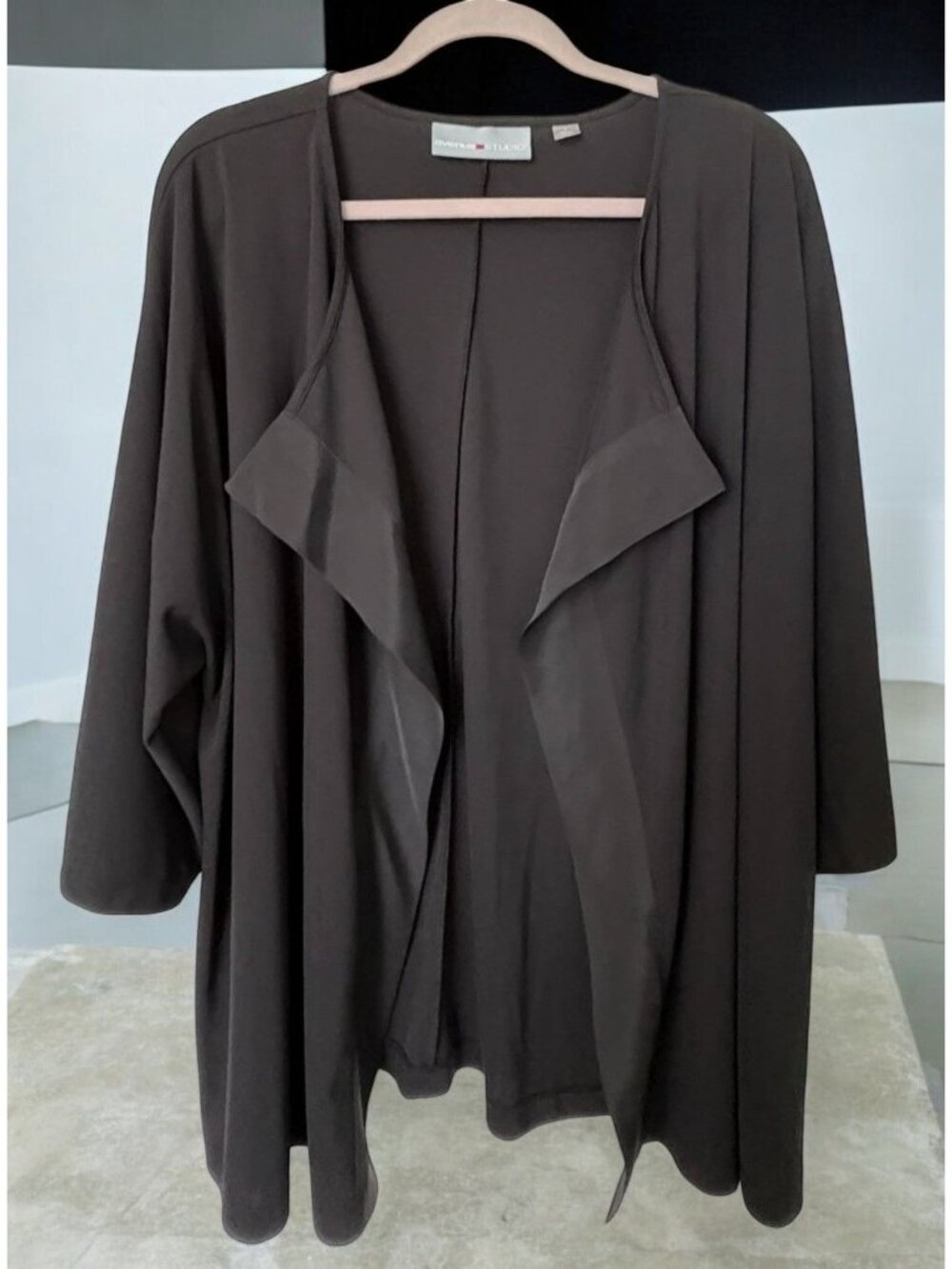 Avenue Studio Womens Open Front Black Cardigan Top Plus Size 22/24